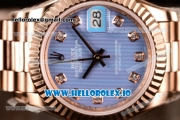 Rolex Datejust Swiss ETA 2671 Automatic Rose Gold Case with Purple Dial Diamonds Markers and Rose Gold Bracelet (BP)