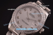 Rolex Datejust Asia 2813 Automatic Movement Steel Case/Strap with Silver Dial and Diamond Markers - ETA Coating