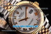 Rolex Datejust II Asia 2813 Automatic Two Tone Case/Bracelet with White Dial and Roman Numeral Markers (BP)