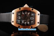 Richard Mille RM007 Rose Gold Case with White Number Markers and Black Leather Strap