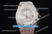 Audemars Piguet Royal Oak Offshore Seiko VK67 Quartz Steel/Diamonds Case with Diamonds Dial and Arabic Numeral Markers