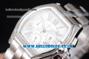 Cartier Roadster Chronograph Japan Seiko VK 67 Quartz Stainless Steel Case/Bracelet with Silver Dial and Roman Markers