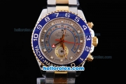 Rolex Yacht-Master II Oyster Perpetual Swiss ETA 2813 Automatic Two Tone ETA Case with Blue Bezel and Grey Dial