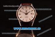 Tag Heuer Carrera Calibre 5 wiss ETA 2824 Automatic Steel Case with Brown Leather Strap and White Dial