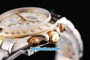 Rolex Daytona Oyster Perpetual Swiss Valjoux 7750 Automatic Movement Two Tone with White Dial and Diamond Markers