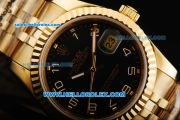 Rolex Datejust Oyster Perpetual Automatic Movement Full Gold with Black Dial and Arabic Numerals