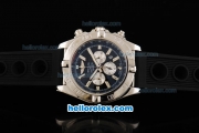 Breitling Chronomat B01 Chronograph Miyota Quartz Movement Steel Case with Black Dial-Stick Markers and Black Rubber Strap