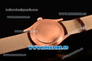 Rolex Cellini Asia 2813 Automatic Rose Gold Case with Pink Dial Brown Leather Strap and Stick Markers (BP)