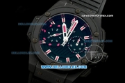 Hublot King Power Chronograph Swiss Valjoux 7750 Automatic Movement Ceramic Case and Bezel with Pink Markers-Black Rubber Strap