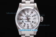 Rolex Datejust Automatic with White Dial and Diamond&Black Roman Marking-Lady Size