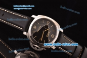 Panerai Luminor Marina Fu Swiss Valjoux 7750-CHG Automatic Steel Case with Yellow Stick Markers and Black Dial 1:1 Original