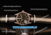 IWC Pilot's Watch Mark XVIII Miyota 9015 Automatic Steel Case Black Dial With Arabic Numeral Markers Brown Nylon Strap