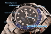 Rolex GMT-Master II Swiss ETA 2836 Automatic Full Steel with Black Dial Blue/Black Bezel and White Markers
