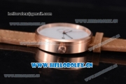 Greyhours Essential Asia Manual Winding Rose Gold Case with White Dial Stick Markers and Brown Leather Strap