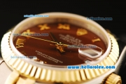 Rolex Datejust Automatic Movement ETA Coating Case with Brown Dial and Two Tone Strap