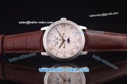 BlancPain Moonphase ST25 Automatic Steel Case with White Dial and Brown Leather Strap-Rose Gold Roman Markers