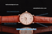 IWC Portofino Vintage Swiss ETA 2892 Automatic Rose Gold Case with Brown Leather Strap and White Dial