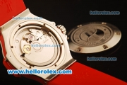 Hublot Big Bang Miyota Automatic Rose Gold Case with White Dial and Red Rubber Strap-Lady Size