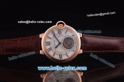 Cartier ballon bleu de Swiss Tourbillon Manual Winding Rose Gold Case with White Dial and Brown Leather Strap