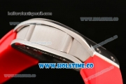 Richard Mille RM007 Miyota 6T51 Automatic Steel Case with Diamonds Dial and Red Rubber Strap