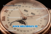 BlancPain Villeret Moonphase & Complete Calendar Miyota 9015 Automatic Rose Gold Case with Beige Dial Brown Leather Strap and Roman Numeral Markers (AAAF)