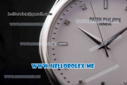 Patek Philippe Calatrava Miyota Quartz Steel Case with White Dial and Brown Leather Strap Diamonds Markers