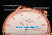 Vacheron Constantin Patrimony Miyota 9015 Automatic Rose Gold Case with White Dial and Arabic Numeral/Diamonds Markers