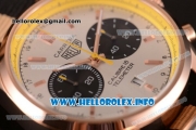 Tag Heuer Carrera Calibre 18 Miyota Quartz Rose Gold Case with White Dial Stick Markers and Yellow/Black Nylon Strap - Yellow Inner Bezel
