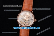 Audemars Piguet Jules Audemars Skeleton Tourbillon Asia ST25 Automatic Rose Gold Case Rose Gold Dial Roman Numeral Markers and Brown Leather Strap