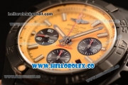 Breitling Chronomat B01 44 Blacksteel Chronograph Swiss Valjoux 7750 Automatic PVD Case with Yellow Dial Rubber Strap and Stick Markers