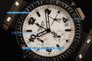 Hublot Big Bang Chronograph Swiss Quartz Movement PVD Case with White Dial and Black Rubber Strap-Lady Model