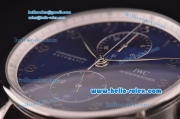 IWC Portuguese Chronograph Swiss Valjoux 7750 Automatic Steel Case with Blue Dial and Black Leather Strap