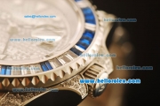 Rolex GMT Master II Swiss ETA 2836 Automatic Full Steel with Blue and White Diamond Bezel-Diamond Dial/Strap