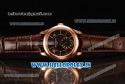 Patek Philippe Grand Complications Japanese Miyota 9015 Automatic Rose Gold Case Brown Dial With Stick Markers Brown Leather Strap