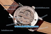Vacheron Constantin Patrimony Asia 2813 Automatic Steel Case with Brown Leather Strap White Dial and Stick Markers