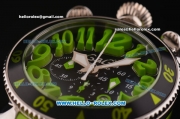 Gaga Milano Chrono 48 Miyota OS20 Quartz PVD Bezel with Black Dial and Green Numeral Markers - Green Rubber Strap