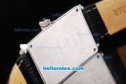 Franck Muller Geneve Long Island Quartz Silver Case with White Dial and Black Leather Starp