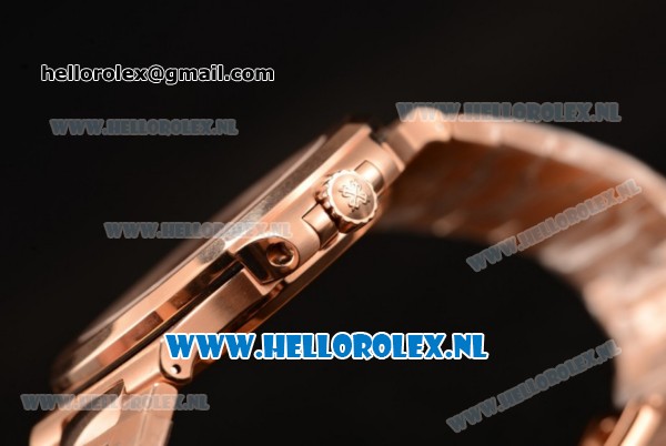 Patek Philippe Nautilus 9015 Auto Rose Gold Case with Brown Dial and Rose Gold Bracelet - 1:1 Origianl - Click Image to Close