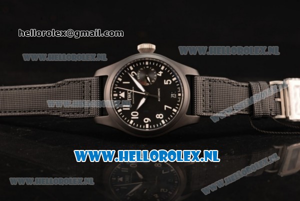 IWC Big Pilot'S Asia Auto PVD Case with Black Dial and Black Nylon Strap - 1:1 Origianl (ZF) - Click Image to Close