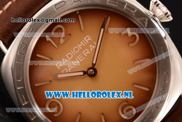 Panerai Radiomir 3 Days Acciaio P.3000 Auto Steel Case with Brown Dial and Brown Leather Strap - 1:1 Origianl (ZF) - Click Image to Close