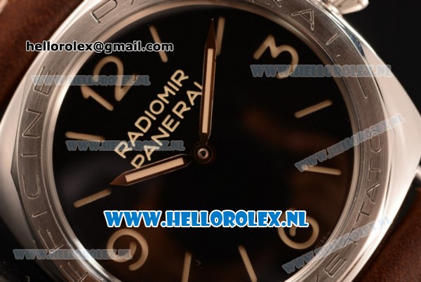 Panerai Radiomir 3 Days Acciaio P.3000 Auto Steel Case with Black Dial and Brown Leather Strap - 1:1 Origianl (ZF) - Click Image to Close