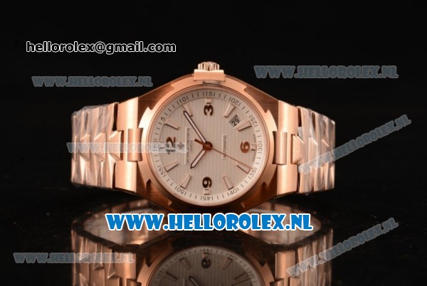 Vacheron Constantin Overseas 9015 Auto Rose Gold Case with White Dial and Rose Gold Bracelet - 1:1 Origianl (LF) - Click Image to Close