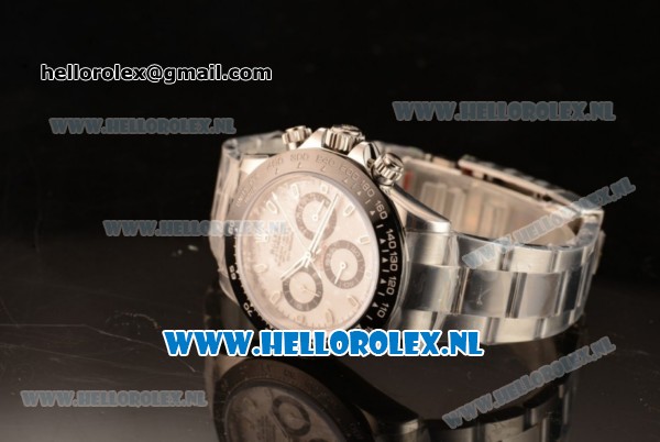 Rolex Daytona Chronograph 7750 Auto Steel Case with White Dial and Steel Bracelet - 1:1 Origianl (N00B) - Click Image to Close