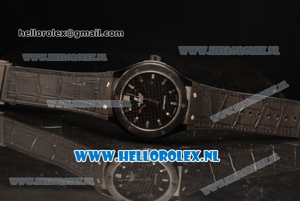 Hublot Classic Fusion 9015 Auto PVD Case with Black Dial and Black Leather Strap - Click Image to Close
