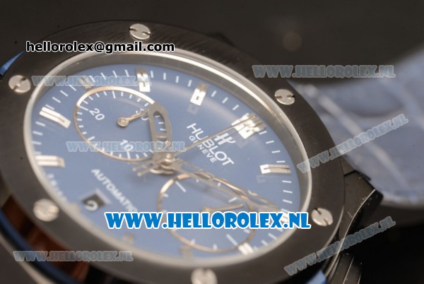 Hublot Classic Fusion Chronograph 7750 Auto PVD Case with Blue Dial and Blue Leather Strap - Click Image to Close