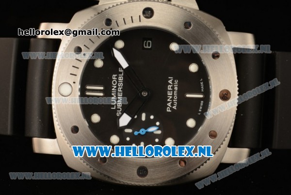 Panerai Luminor Submersible 1950 Amagnetic 3 Days Automatic PAM1389 Asia Auto Steel Case with Black Dial and Black Rubber Strap - Click Image to Close