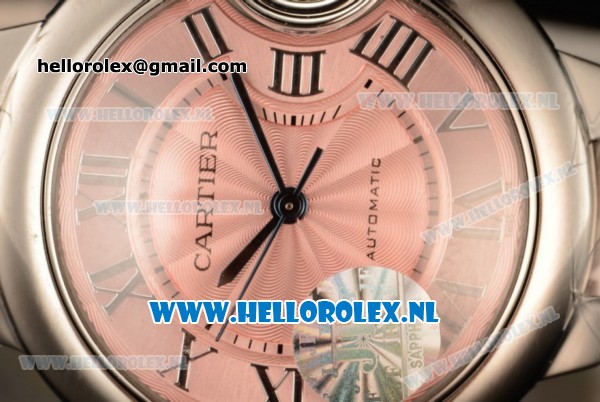 1:1 Cartier Ballon Bleu De 2671 Auto Steel Case with Pink Dial and Steel Bracelet - Click Image to Close