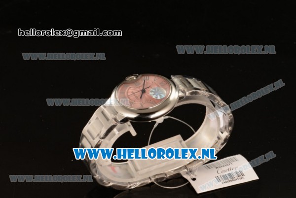 1:1 Cartier Ballon Bleu De 2671 Auto Steel Case with Pink Dial and Steel Bracelet - Click Image to Close