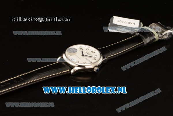 Longines Master 2824 Auto Steel Case with White Dial and Black Leather Strap - Click Image to Close