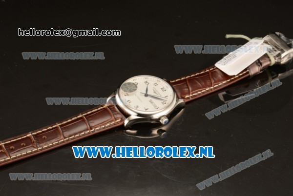 Longines Master 2824 Auto Steel Case with White Dial and Brown Leather Strap - Click Image to Close